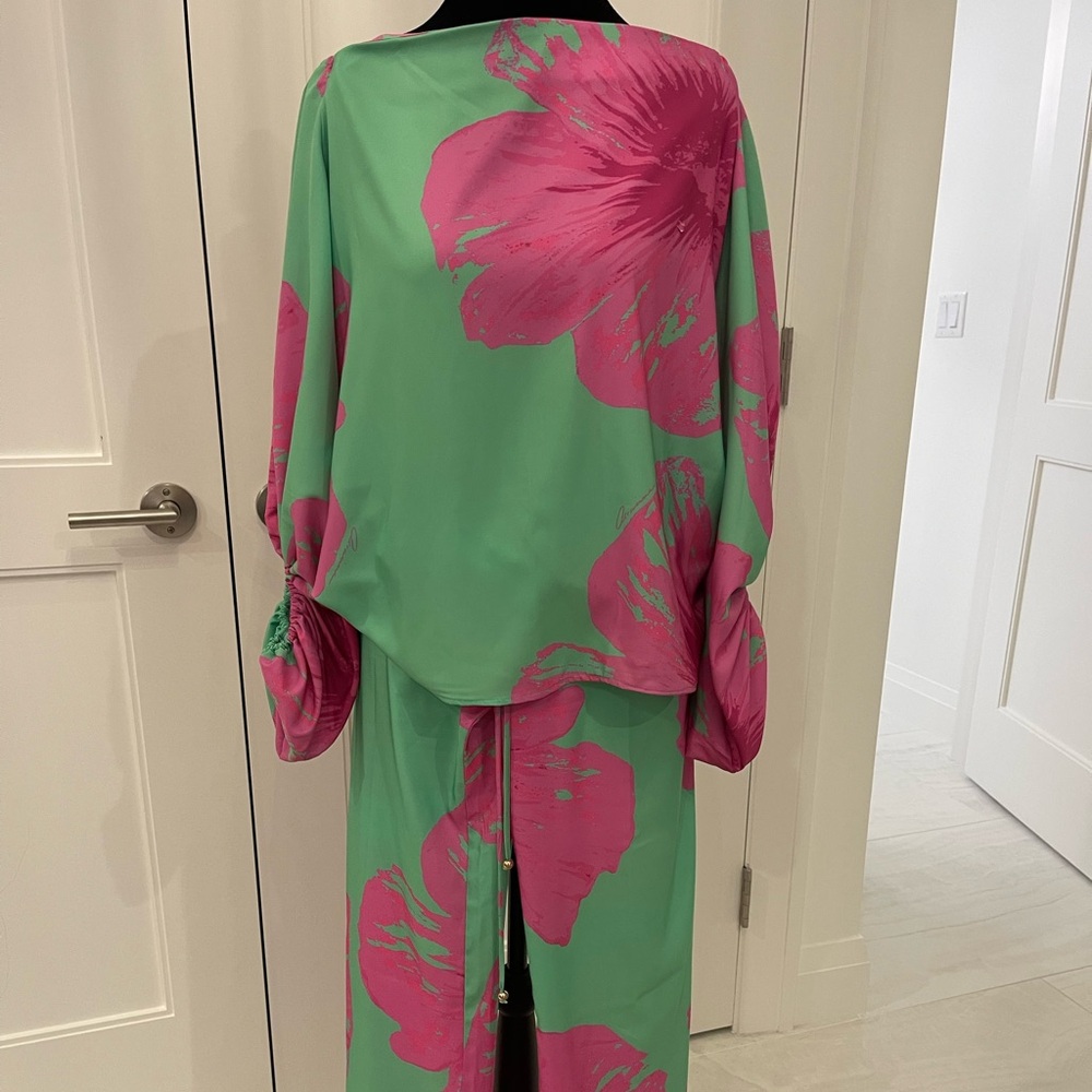 Arianne Vibrant Pink and Soft Blue Fabric